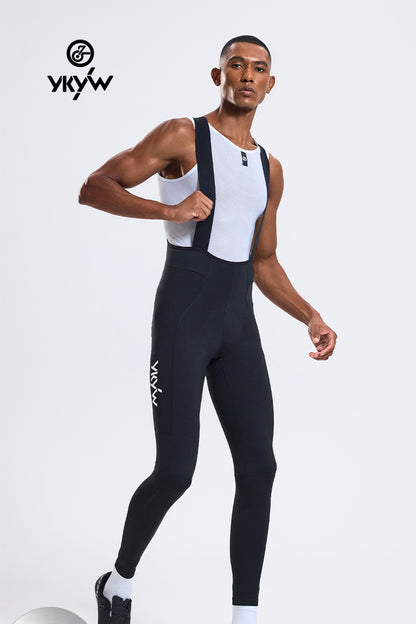 YKYWBIKE 2025 Mens Winter&Autumn Cycling Long Pants Fleece-lined Thermal Cycling Tights 3D Cutting Road Bike Trousers 10-20°C