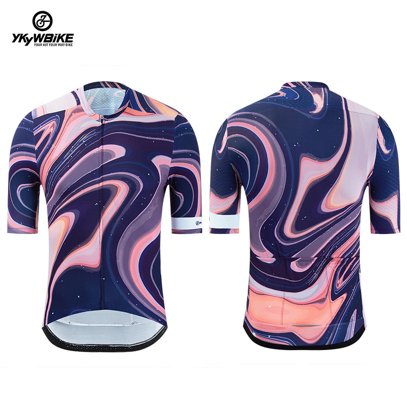 YKYW 2023 Men's New Cycling Jersey Ink Transfer Printing Process YKK Zipper Gradient Color2