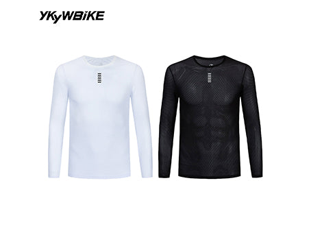 YKYW Men's Pro Cool Mesh Cycling Base Layer, Long Sleeve Superlight Breathable Undershirt, 2-Pack Bundle, 3 Colors Available