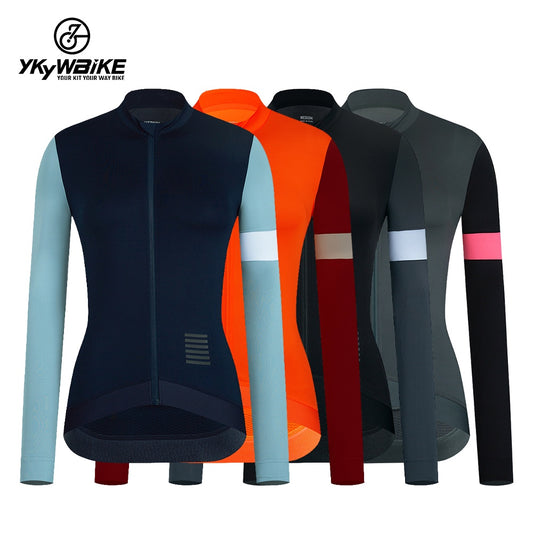 YKYW Camisetas de ciclismo PRO Team Aero para mujer Primavera Otoño 15-25 ℃ Manga larga Escote bajo Secado rápido Transpirable 4 colores
