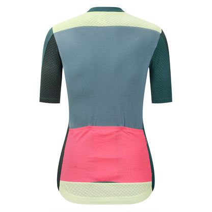 YKYW 2024 Women Cycling Pro Team Jersey Short Sleeve Moisture Wicking Quick Dry Multiple Color green+dark green