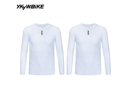 YKYW Men's Pro Cool Mesh Cycling Base Layer, Long Sleeve Superlight Breathable Undershirt, 2-Pack Bundle, 3 Colors Available