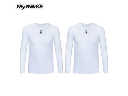 YKYW Men's Pro Cool Mesh Cycling Base Layer, Long Sleeve Superlight Breathable Undershirt, 2-Pack Bundle, 3 Colors Available