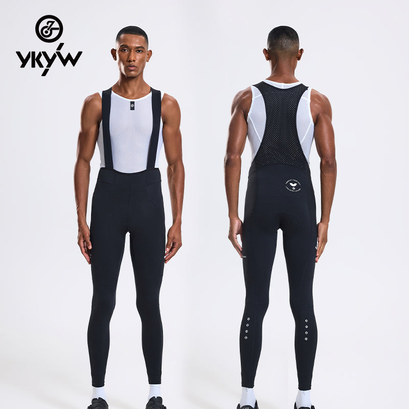 YKYWBIKE 2025 Mens Winter&Autumn Cycling Long Pants Fleece-lined Thermal Cycling Tights 3D Cutting Road Bike Trousers 10-20°C