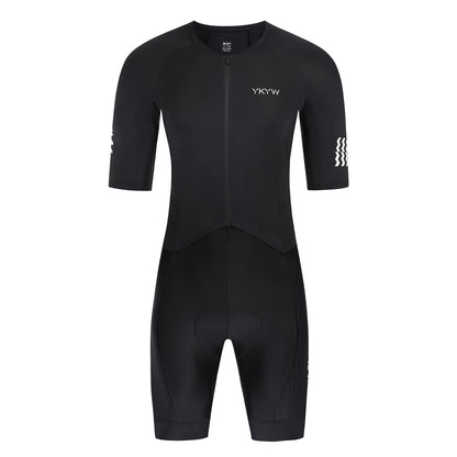 YKYWBIKE One-Piece Cyeling Skinauit Men Aerodynamie Pro-Grade Elite Performanee Road Bike Set Bicycle Clothing Shorts