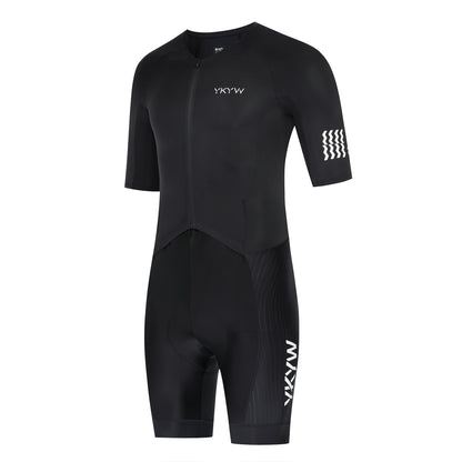 YKYWBIKE One-Piece Cyeling Skinauit Men Aerodynamie Pro-Grade Elite Performanee Road Bike Set Bicycle Clothing Shorts