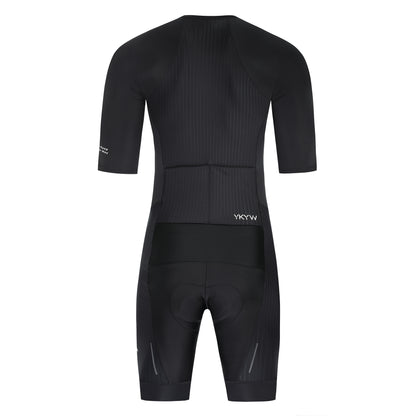 YKYWBIKE One-Piece Cyeling Skinauit Men Aerodynamie Pro-Grade Elite Performanee Road Bike Set Bicycle Clothing Shorts