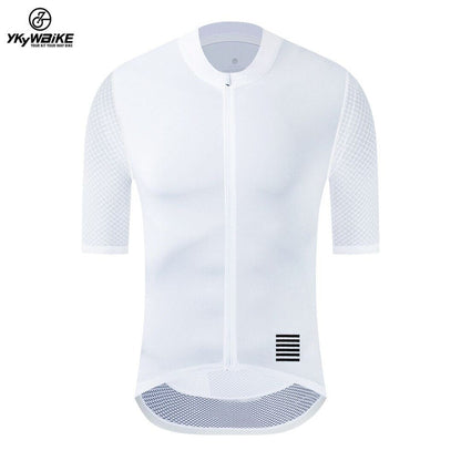 YKYW Men's Cycling Jersey Breathable Back Pocket Summer Reflective fog