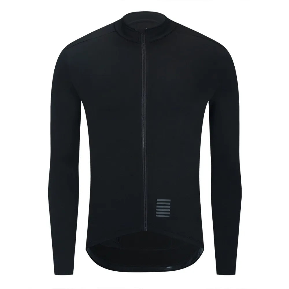 YKYW Men's Cycling Jersey Coat Autumn Winter 5-15℃ Thermal Long Sleeve Black