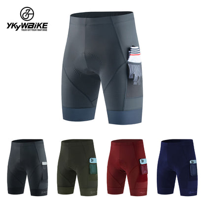 YKYW Men's Cycling Shorts Padded Comfortable Road Biking Pants 2 Pocket Tights Slim Fit 2 Colors