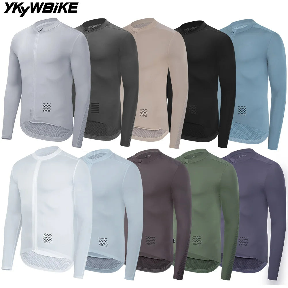 YKYWBIKE Cycling Jersey Long Sleeve Men Pro Road Bike Long Shirt Summer Bicycle Jersey Breathable Cycling Maillot