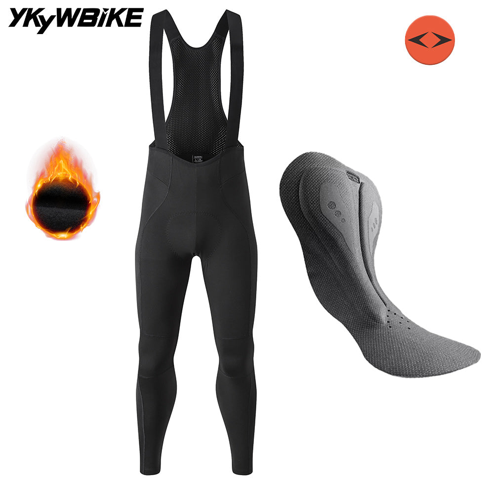 YKYWBIKE 2025 Mens Winter&Autumn Cycling Long Pants Fleece-lined Thermal Cycling Tights 3D Cutting Road Bike Trousers 10-20°C