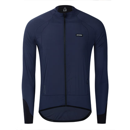 YKYW Men's Cycling Jersey Jackets Coat Fly weight Wind Long Sleeve Breathable Lightweight UV Packable Windproof Darkblue