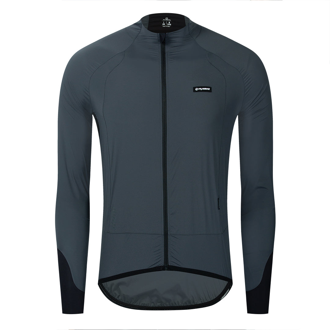 YKYW Men's Cycling Jersey Jackets Coat Fly weight Wind Long Sleeve Breathable Lightweight UV Packable Windproof Darkgray
