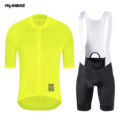 YKYW 2024 Men's Cycling Set Breathable Back Pocket Reflective Cycling Jersey and 5H Ride Bib Shorts 8 Perfect Combinations