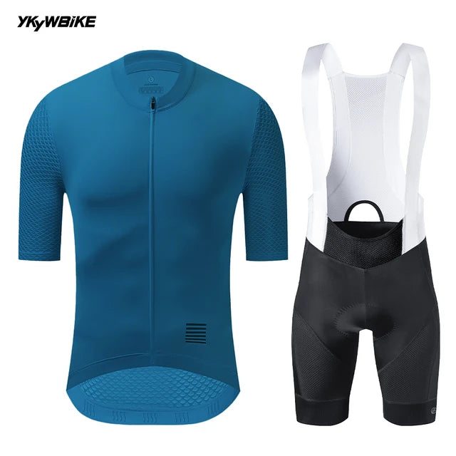 YKYW 2024 Men's Cycling Set Breathable Back Pocket Reflective Cycling Jersey and 5H Ride Bib Shorts 8 Perfect Combinations