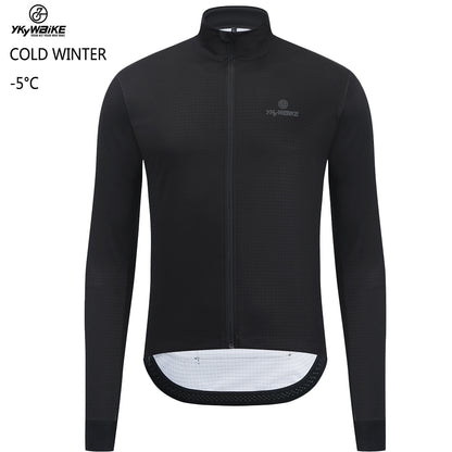 YKYW Chaqueta de ciclismo para hombre Invierno -5-10 ℃ Abrigo polar cálido al aire libre Térmico Resistente al viento y transpirabilidad Negro