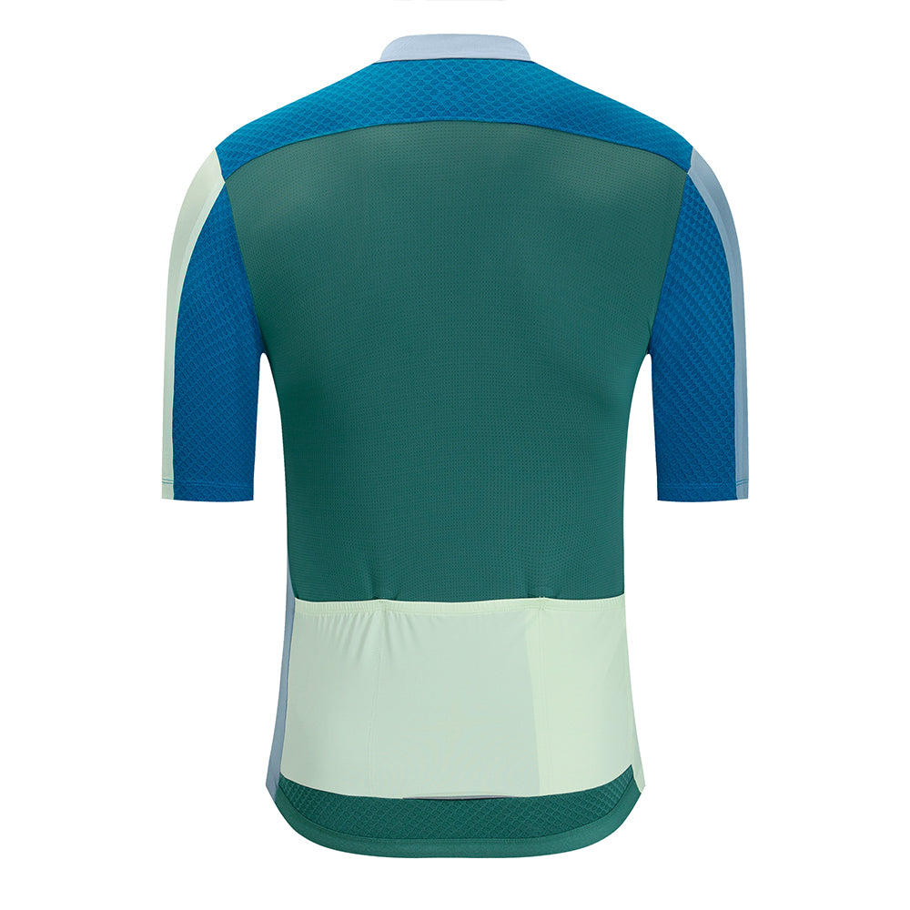 YKYW 2024 Men's New Cycling Jersey Moisture Wicking Quick Dry Multiple Color Combinations Colorblocking dark green+green