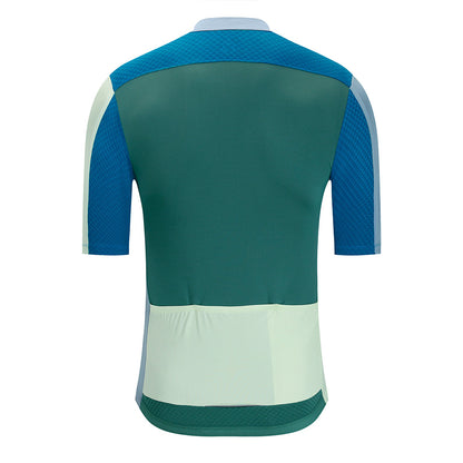 YKYW 2024 Men's New Cycling Jersey Moisture Wicking Quick Dry Multiple Color Combinations Colorblocking dark green+green