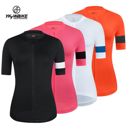 YKYW Camisetas de Ciclismo para Mujer, Mangas Cortas con Paneles de Color de Verano, Tela de Seda de Leche, Transpirable, de Secado rápido, 4 Colores