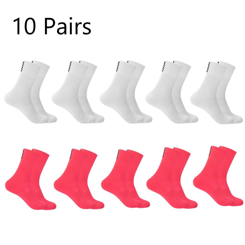 YKYW Cycling Running Professional Sport Mid-height Socks Six Bars Pattern Design Wicking Antibacterial Durable 10 Pc Sets 6 Colors