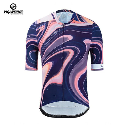 YKYW 2023 Nueva camiseta de ciclismo para hombre Proceso de impresión por transferencia de tinta Cremallera YKK Color degradado3
