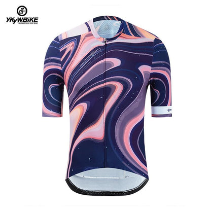 YKYW 2023 Men's New Cycling Jersey Ink Transfer Printing Process YKK Zipper Gradient Color