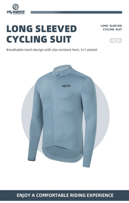 YKYW Men's PRO Team Aero Cycling Jersey Spring Summer 15-25℃ Long Sleeve Breathable YKK Zipper Design with 3+1 Pocket 6 Colors