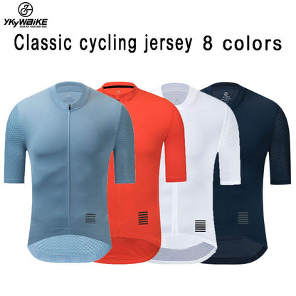 YKYW Men's Cycling Jersey Breathable Back Pocket Summer Reflective peacock blue