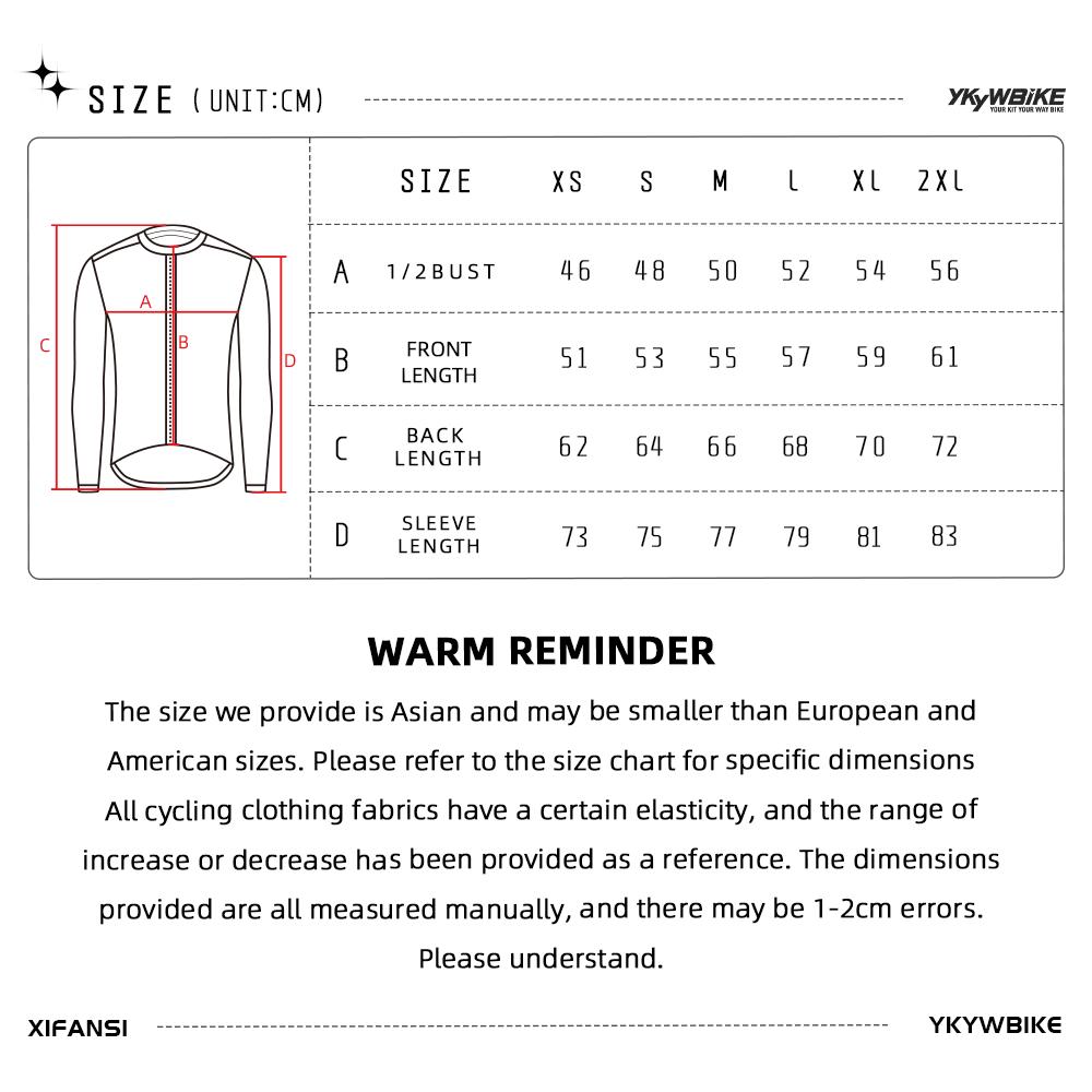 YKYW Men’s Cycling Jersey Set 15-25℃ YKK Zipper 3+1 Pocket Long Sleeves Cycling Jersey and 5H Ride Spring Autumn Breathable Pro Tight Cycling Bib Long Pants