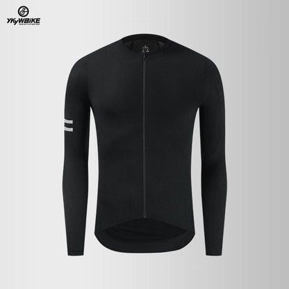 YKYW Men's MTB Cycling Jersey Long Sleeves YKK Zipper 3D Full Body Fine Mesh Breathable Reflective wIth 3 Pockets