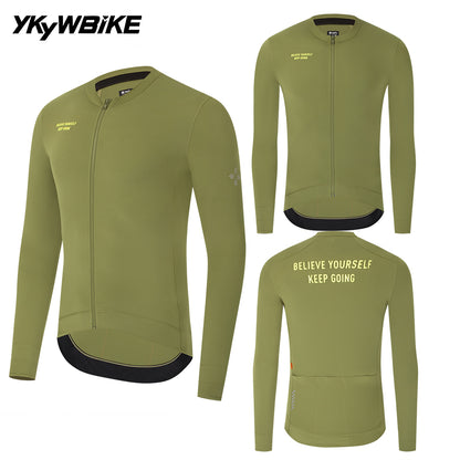 YKYWBIKE 2025 Mens Cycling Jersey Long Sleeve Spring & Autumn 15-25°C Pro Bicycle Tops Breathable Road Bike Clothing MTB Shirt