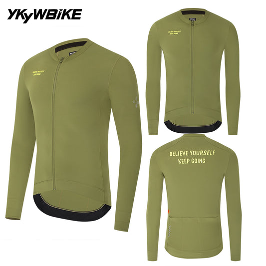 YKYWBIKE 2025 Mens Cycling Jersey Long Sleeve Spring & Autumn 15-25°C Pro Bicycle Tops Breathable Road Bike Clothing MTB Shirt