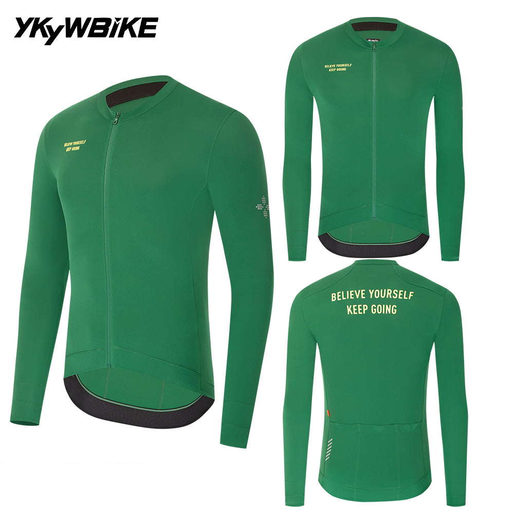 YKYWBIKE 2025 Mens Cycling Jersey Long Sleeve Spring & Autumn 15-25°C Pro Bicycle Tops Breathable Road Bike Clothing MTB Shirt