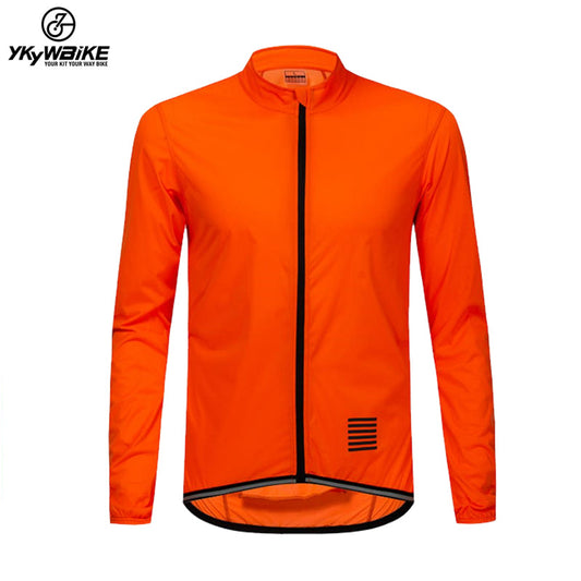 YKYW Chaquetas de ciclismo para hombre, impermeables y resistentes al viento, transpirables, reflectantes, cortavientos, color naranja