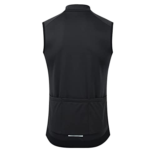YKYW Men's Cycling Jacket Vest Winter  Fleece Windproof Waterproof Full Zipper with Pockets and Reflective Strip Black