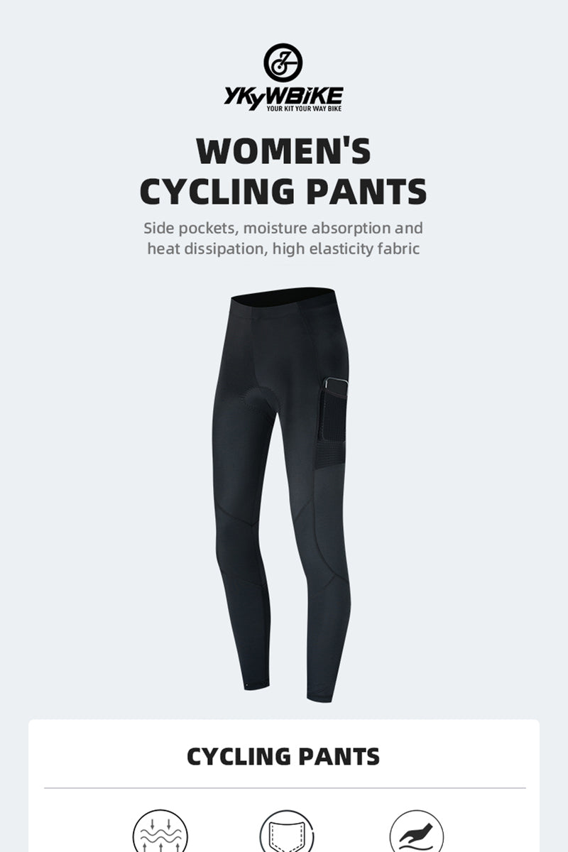 YKYW Women’s Cycling Tight Pants 6H Ride with Side Pockets Black