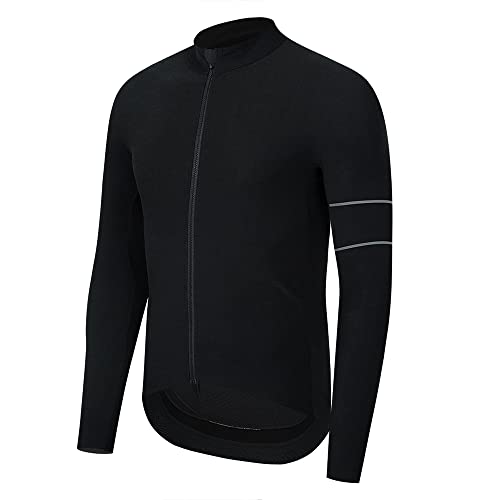 YKYW Men's PRO Team Aero Cycling Jersey Coat Winter 10-20℃ Race Fit Fleece Thermal Black