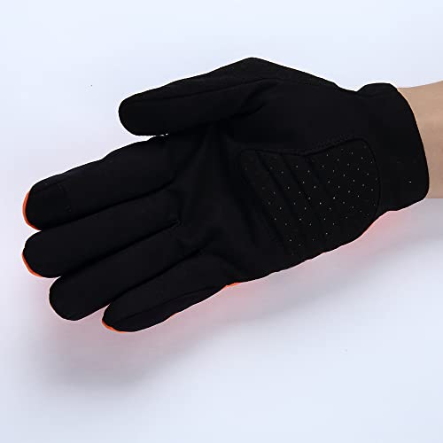 YKYW MTB Road Cycling Thermal Fleece Full Finger Gloves Windproof Waterproof Absorbing Anti-Slip XRD Technology Shockproof Reflective Orange