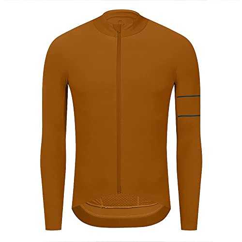 YKYW Men's PRO Team Aero Cycling Jersey Coat Winter 10-20℃ Race Fit Fleece Thermal Brown
