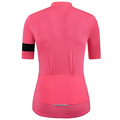 YKYW Women's Cycling Jerseys Summer Color Paneled Short Sleeves Milk Silk Fabric Breathable Quick-dry Pink