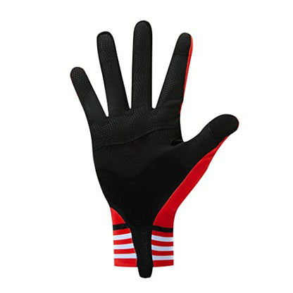 YKYW MTB Road Cycling Touch Screen Full Finger Gel Gloves Lycra Fabric Antiskid Rubber Wear-resistant Shockproof Red
