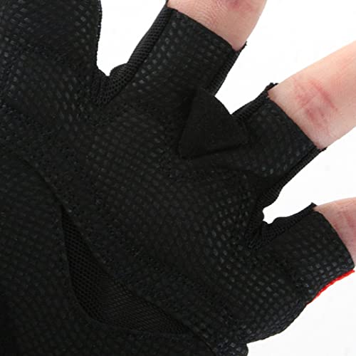 YKYW MTB Road Cycling Half Finger Gloves Lycra Fabric Antiskid Rubber Wear-resistant Shockproof Red