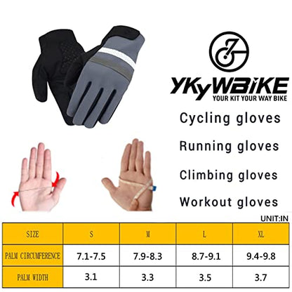 YKYW MTB Road Cycling Thermal Fleece Full Finger Gloves Windproof Waterproof Absorbing Anti-Slip XRD Technology Shockproof Reflective