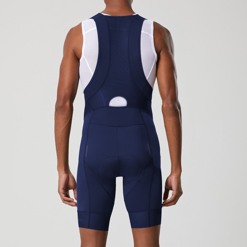 YKYW Pantalones cortos con tirantes de ciclismo para hombre Mallas acolchadas elásticas Performance 6H Azul oscuro