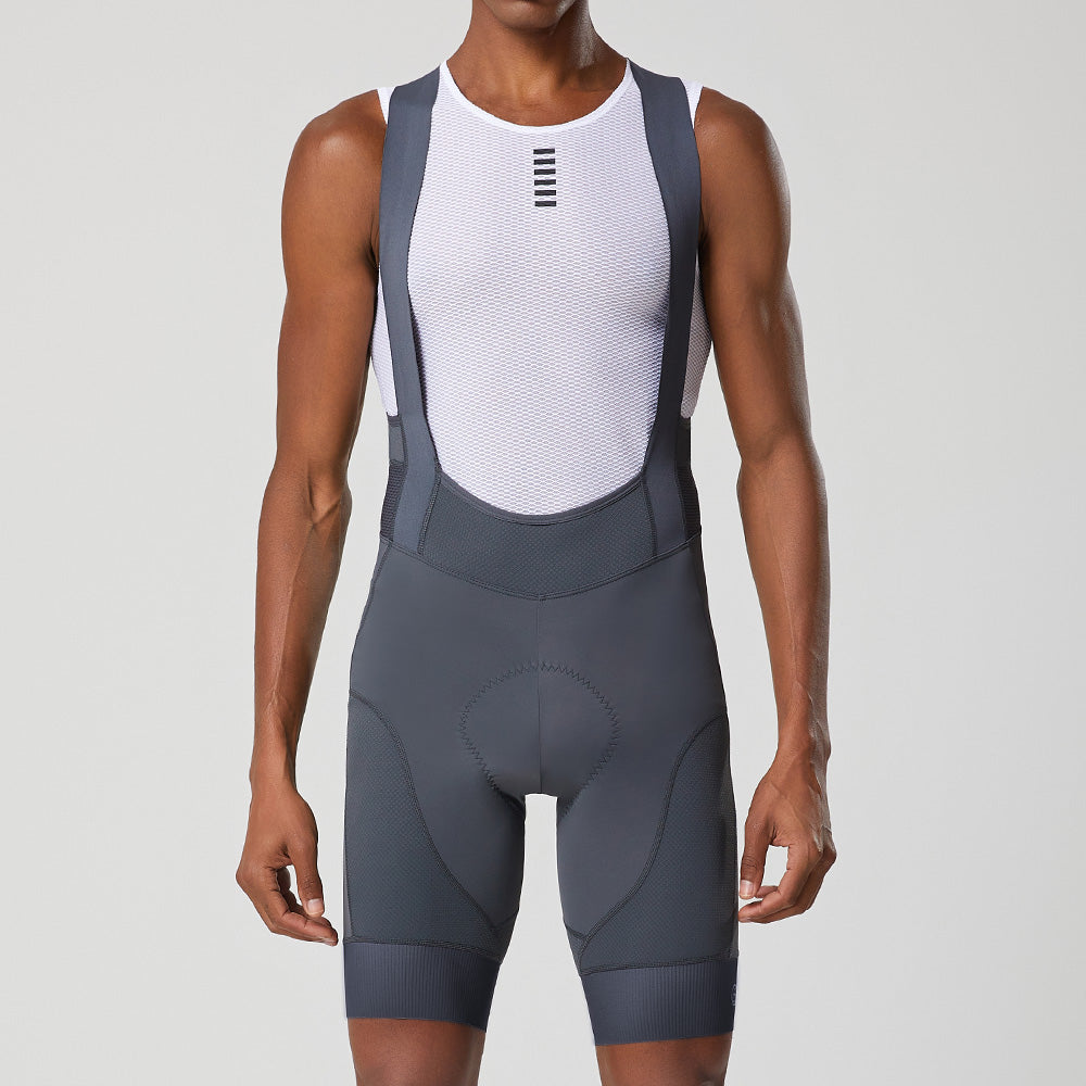 YKYW Men’s Cycling Bib Shorts Elastic Interface Paris 7H 3D Coolmax Padded Gray