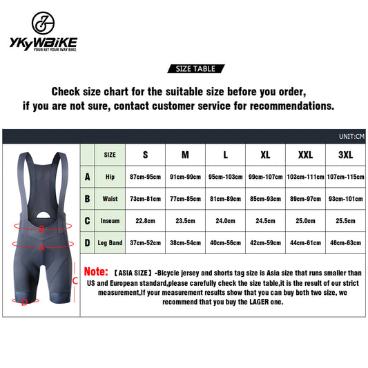 Ykywbike Cycling Bib Shorts Men Outdoor Wear Bike Ride Padded Riding Bib Tights Bicycle Men's Cycling Clothing Quick-Dry