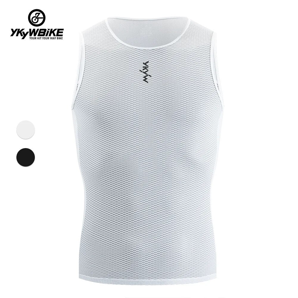 YKYW Men's Pro Cycling Base Layer Vest Sleeveless Back Bamboo Charcoal Fabric Quick Dry Breathable 2 Colors