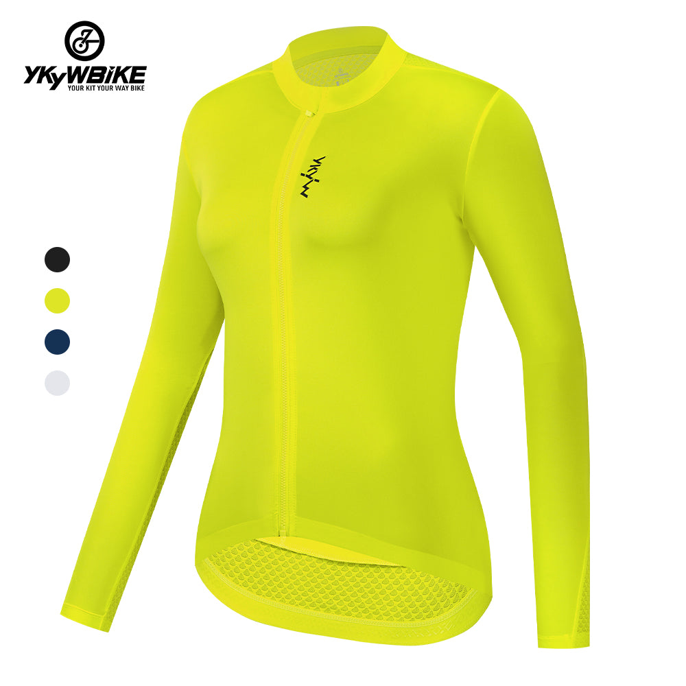 YKYW Women's PRO Team Aero Cycling Jersey Spring Summer 15-25℃ Long Sleeve Breathable YKK Zipper Design with 3+1 Pocket 4 Colors