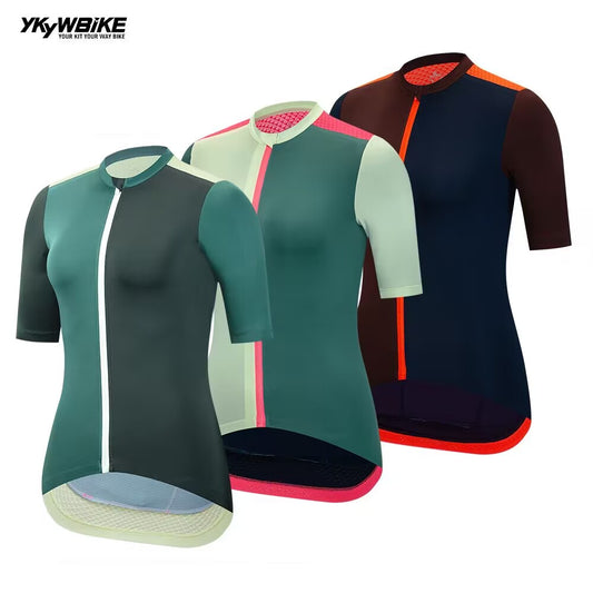 YKYW 2024 Women Cycling Pro Team Jersey Short Sleeve Moisture Wicking Quick Dry Multiple Color Combinations Colorblocking